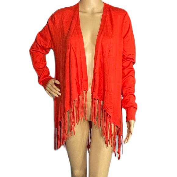 MICHAEL Michael Kors Drop Fringe Cardigan Sz L - Picture 3 of 10
